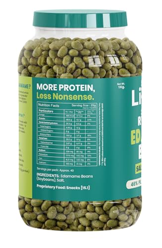 Image of Livyor Crunch Roasted Edamame Beans - 1kg | Salted Original Flavour | Roasted not fried | Plant based healthy snack | High Protein Snack | Gluten Free | Vegan | High In fibre | 500g*2