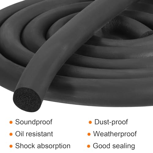 uxcell Foam Rubber Weather Seal Strip, 16mm(0.63") Diameter x 4 Meters (13.12Ft) Long Round EPDM Solid Rubber for Reduce Noise, Shock, Friction by uxcell - Image 4