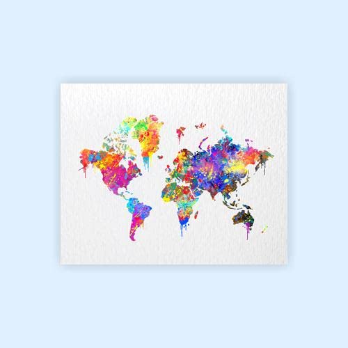 Dignovel Studios 8X10 Unframed World Map Geography Science Teaching History Poster Watercolor Art Print Childrens Wall Art Kids Home Decor Wall Hanging N087 #TOP1