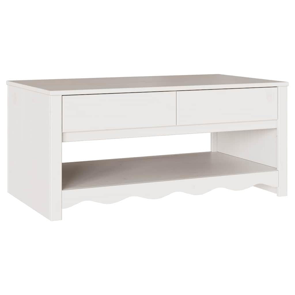 Table basse Drammen en bois blanc : fini le désordre dans le salon