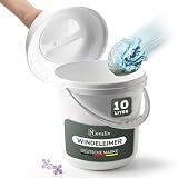 Novaliv Luieremmer geurdicht, 10 l, luieremmer zonder cassette met deksel en handvat voor normale vuilniszakken, babyluieremmer en wikkelemmer voor kinderkamer, wit, kunststof, ruimtebesparend