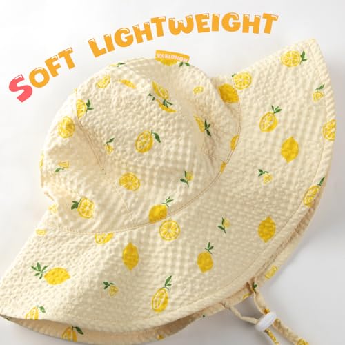 Image of HONGTEYA Baby Sun Hat Toddler Girl Beach Hat Sun Protection Adjustable Outdoor Summer Wide Brim Bucket Hat for Infant Kids