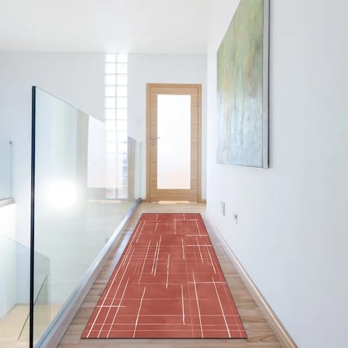 Alfombra de cocina lavable roja perfecta para dar calidez y confort al pasillo largo 6