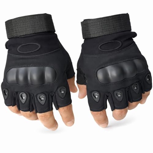 Image of Gloves for Men Bike Riding Half Finger | Hard Knuckle Protection, Breathable & Adjustable Wrist Strap | Hand Gloves for Bike Riding /Cycling |1 Pair (Black)