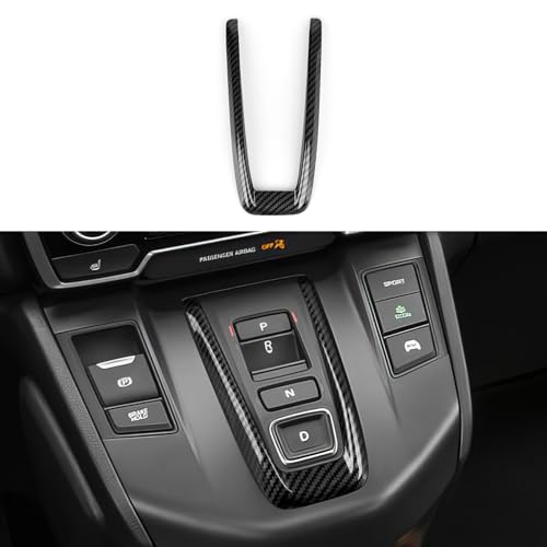 Image of Hybrid Center Gear Shift Panel Decals for Honda CRV 2017 2018 2019 2020 2021 2022 Accessories CR-V ABS Carbon Fiber Interior Stickers, Black
