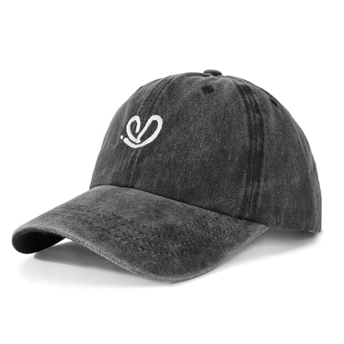 Gorra de béisbol Vintage para Mujer - Ajustable, de algodón Suave Lavado con Bordado de corazón, cómoda para Uso Informal