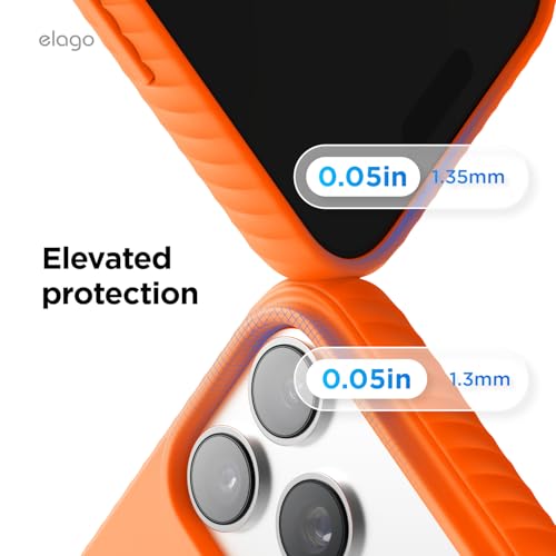 Image of elago Magnetic Ridge Silicone Case for iPhone 17 Pro Max Orange | Compatible with MagSafe, Liquid Silicone Material, Protection, Shockproof, Slim Phone (Orange)