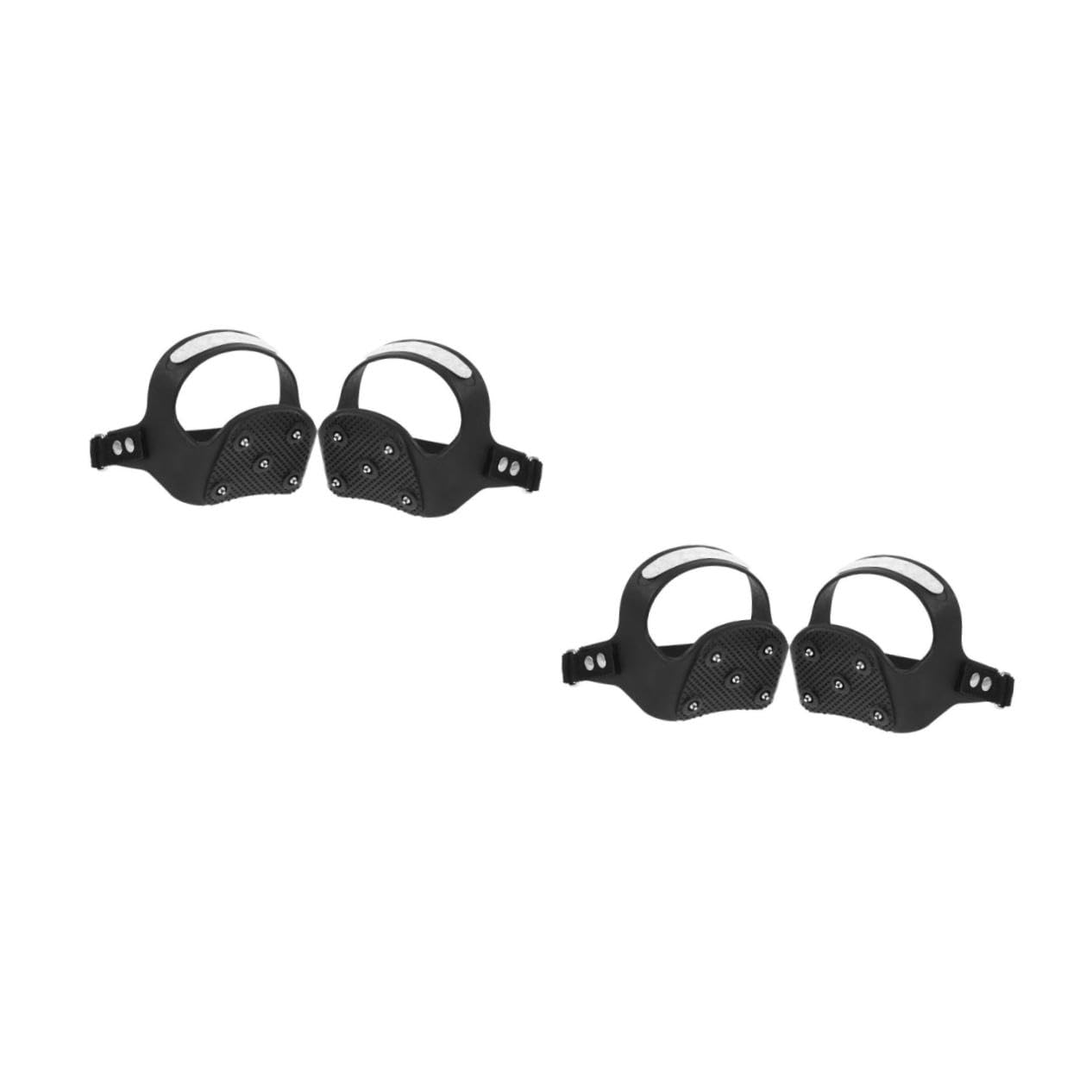 TOGEVAL 2pairs Outdoor Silicone Spikes Ice Cleat Crampons for Shoes Teeth Non- Grips Reflective Stripe Safe Jogging Climbing Hiking