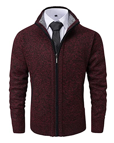 Image of Vcansion Men's Classic Cardigan Sweaters Stand Collar Slim Fit Casual Knitted Sweater