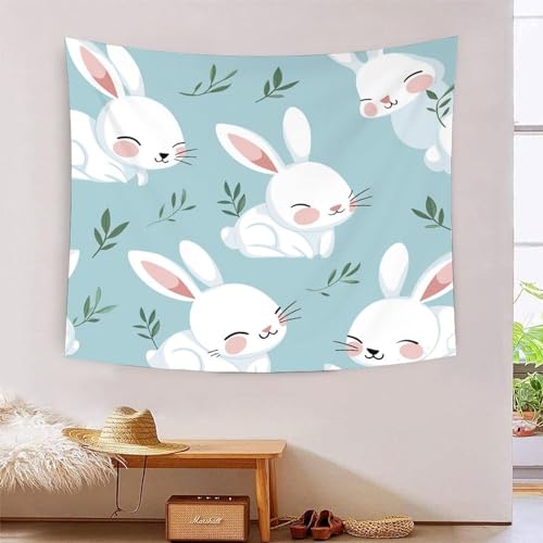 Tapisserie murale lapin 3D 180x230 cm grand tissu mural salon