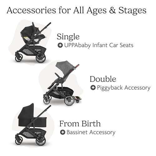UPPAbaby Cruz V3 Stroller - from Birth + Car Seat Compatible - Full-Size, Reversible Seat - Infant Insert, Bug and Rain Shields Included - Jake (Charcoal/Carbon Frame/Black Leather) - Image 7