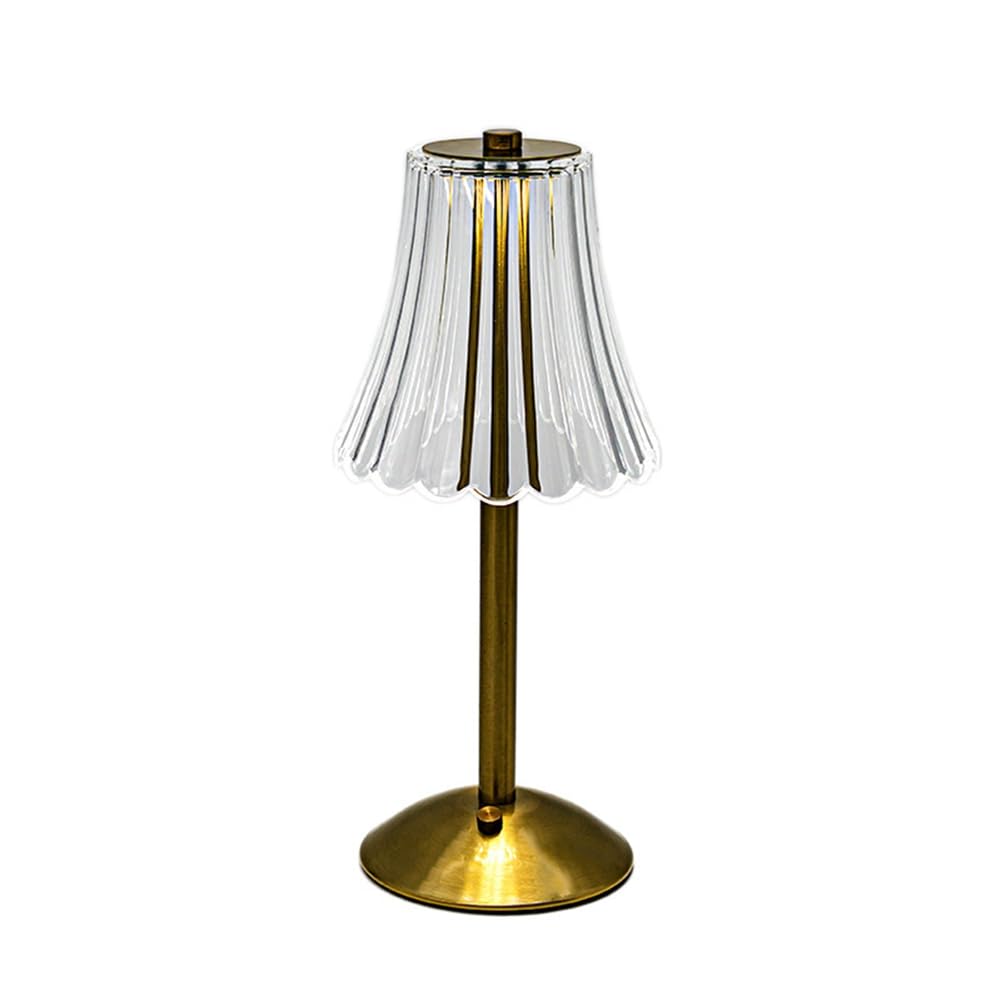 Grendly 1Set LED Crystal Decorative Table Lamp 800MAh Rechargeable Atmosphere Night Light Gold For Restaurant Cafe