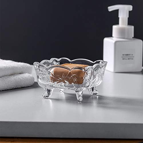 Miniatura 6 de WULFY Vajilla Square Plate with Four Corners Glass Dish Fruit Plate Snack Plate Dried Fruit Plate Creative Personality Embossed Glass Plate