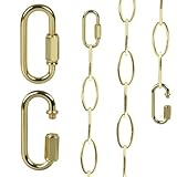 Kofuyni 6FT Bright Gold Finish Chandelier Chain, Adjustable 72 Inches Pendant Light Fixture Metal Chain with 2 Detachable Link, Decorative Light Chain for Hanging Plants, Baskets, Bird Feeders, Lamps