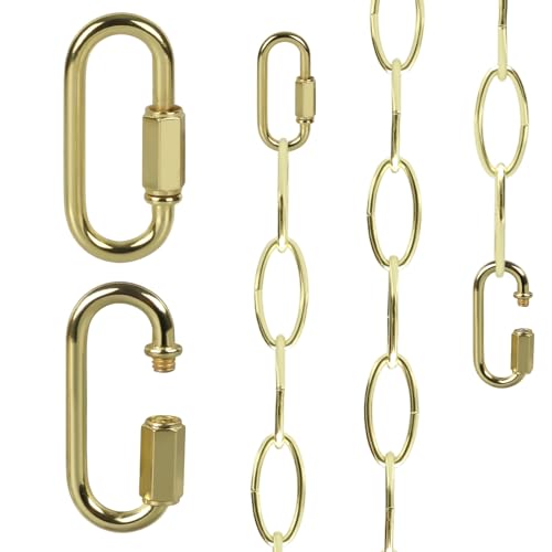 Kofuyni 6FT Bright Gold Finish Chandelier Chain, Adjustable 72 Inches Pendant Light Fixture Metal Chain with 2 Detachable Link, Decorative Light Chain for Hanging Plants, Baskets, Bird Feeders, Lamps