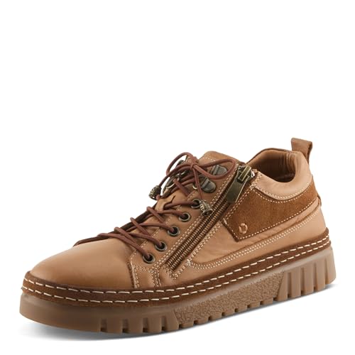 Spring Step Women's Lauria Leather & Suede Casual Shoes–Lace-Up Zip Sneakers with Arch Support, Removable Insole & Thick Rubber Sole–Stylish All-Day Comfort