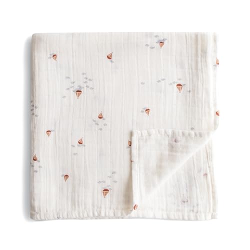 Image of mushie Muslin Baby Swaddle Blanket | 100% Organic Cotton (Boats)