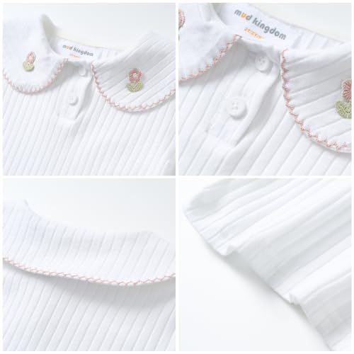 Image of Mud Kingdom Girls Peter Pan Collar T-Shirts Flower Top Short Sleeve Summer