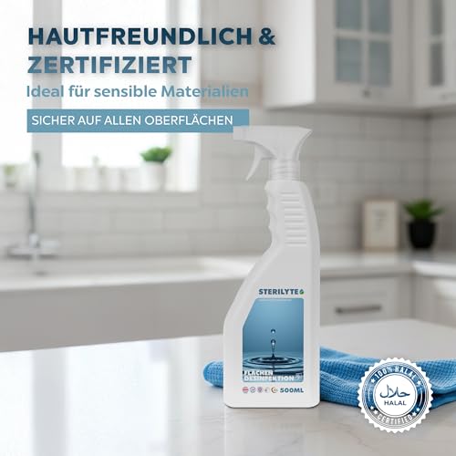STERILYTE Flächendesinfektionsmittel 1 x 500 ml – Nachhaltig, alkoholfrei & hochwirksam - Desinfektionsmittel für Flächen vielseitig einsetzbar – MADE IN GERMANY