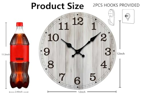 Image of Wall Clock, Modern Wall Clocks Battery Operated, Silent Non Ticking Clock Decorative for Living Room, Office, Home, School 12 Inch (Grey)
