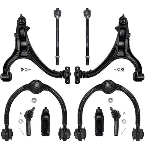 Image of Detroit Axle - 10pc Front Control Arms Kit for 2005-2010 Jeep Grand Cherokee 2006-2010 Commander, 4 Upper Lower Control Arms with Ball Joint 2 Outer Tie Rods 2 Inner Tie Rods 2 Boots Replacement