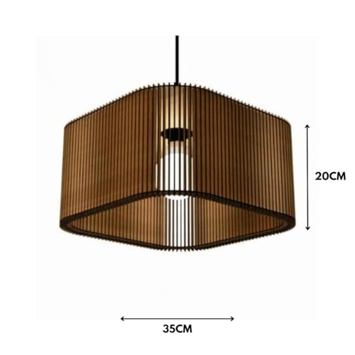 Pendente De Teto Lustre Grande Quadrado P/Sala Em Madeira Mdf Decoração