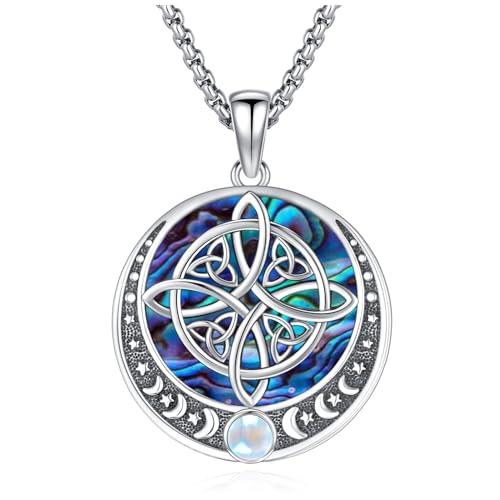 Eusense Nudo De Bruja Plata 925 Original Witch Knot Necklace for Women Men Sterling Silver Witches Knot Pendant Witchcraft Wiccan Jewelry