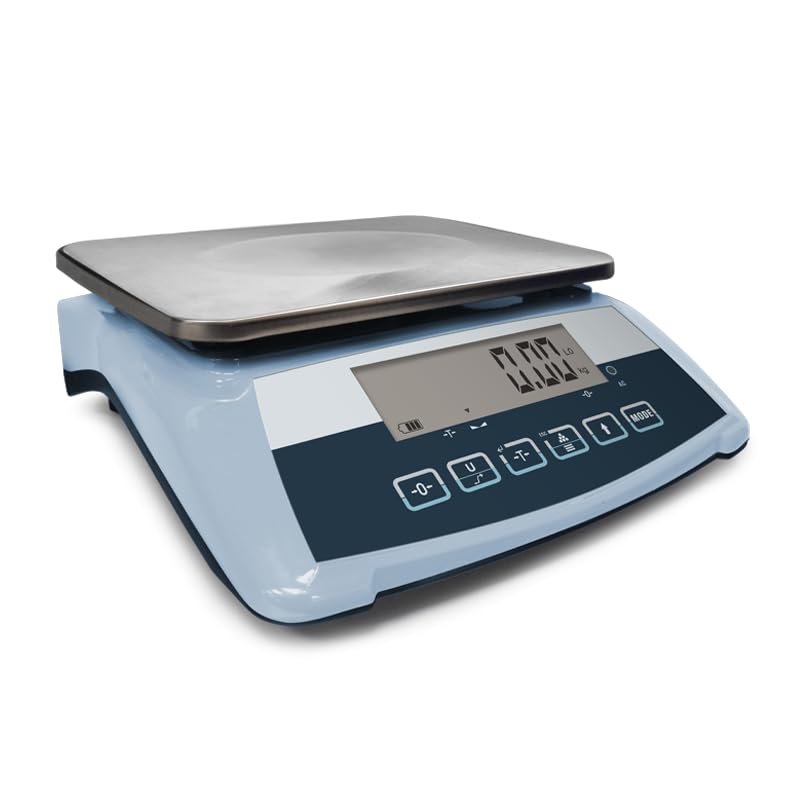 MBH - Balanza Cuenta Piezas Profesional hasta 15 kg con Batería Recargable y Plato INOX. Báscula Industrial con Pantalla LCD, Tara y Checkweigher para Hostelería, Bar y Charcutería (295x230 mm)