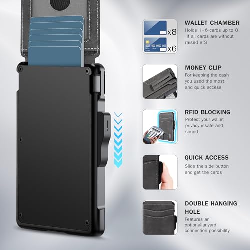Image of umoven Wallet for Men - with Money Clip Slim Leather Slots Credit Card Holder RFID Blocking Bifold Minimalist Wallet