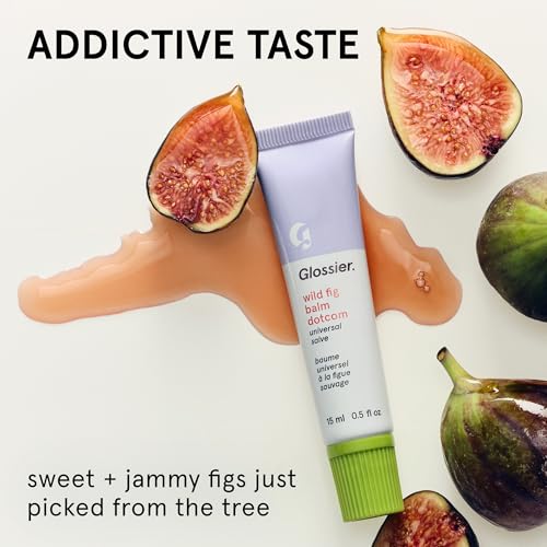 Image of Glossier Balm Dotcom Hydrating Tinted Lip Balm - Universal Salve, Up to 12Hr Moisture for Dry Lips, Cuticles & Skin - Lanolin, Beeswax & Castor Oil - Wild Fig, Honeyed Scent Coral Tint, 15ml