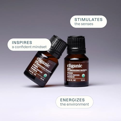 Image of Cliganic Organic Black Pepper Essential Oil, 100% Pure Natural for Aromatherapy | Non-GMO Verified