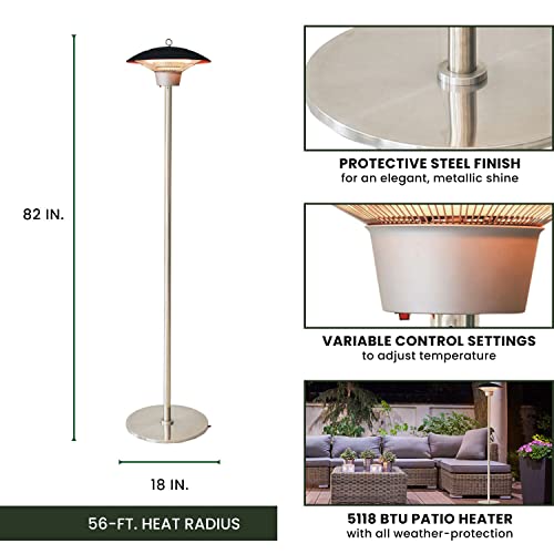 Hanover 6.8-Ft. 1500W Portable Electric Infrared Halogen Stand Lamp | 3 Heat Settings | Powerful Energy Efficient Outdoor Heating | Ideal for Garage, Workshop, Porch, Balcony up to 56 Sq. Ft. | Black - Image 3