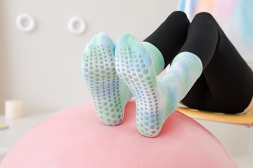 Image of Grip Socks Pilates for Women- Cute Pilates Socks- Tie Dye Non Slip Grippy Sock Woman for Yoga Barre Dance