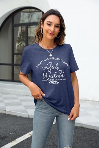 Girls Trip Shirts for Women 2025 Girl Vacation Weekend Matching Tshirts Casual Vacay Mode Graphic Tee Summer Tops3