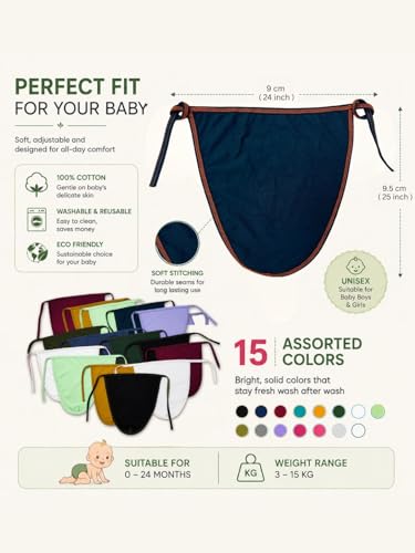 Image of Rigo Baby Cotton Cloth Diapers | Reusable Adjustable Nappy | Pack of 15