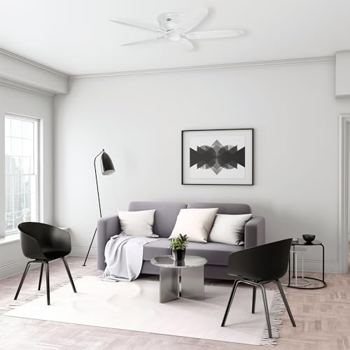 Ventilateur de plafond blanc Hunter 132 cm profil bas avec chaînette 24377 pour salon - 6