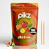 pikz Flavoured Toothpicks – Bold Natural Flavours, Resealable Packs – Fun, Cheeky Tooth Picks – Zero Sugar, Natural Birchwood Toothpicks (100 Toothpick Pack) (100 Toothpicks, pikz + mix)