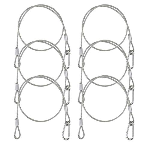 落下防止 セキュリティ ワイヤー ケーブル フック付き 舞台 照明 スポットライト安全 ワイヤー 耐荷重/35kg 防災 用品 地震対策 転倒防止 2mm/6本 (1.0m長)