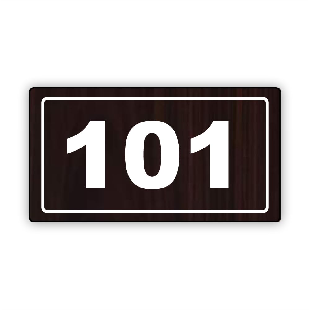 Number Plate - 101 Laser cut acrylic fixed with wood texture pattern water proofing PVC sticker | Easy installation type double sided tape fixed on backside