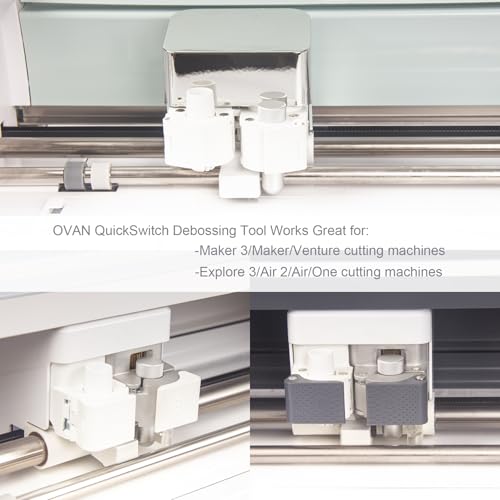 Image of Engraving Tip + Scoring Tip + Fine Debossing Tip + QuickSwitch Housing for Cricut Maker 3 /Maker /Venture /Explore 3 /Air 2 /Air, OVAN 3-in-1 Tool Set for Cricut Engrave /Score /Deboss Designs on Materials