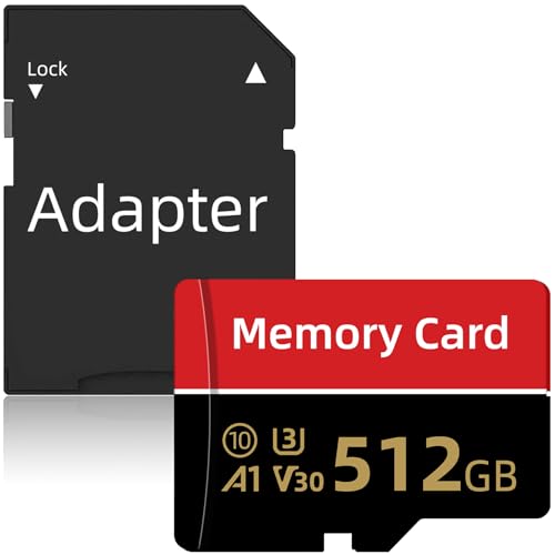 Speicherkarte 512GB High Speed Mini TF Karte with Adapter, Continuous Recording, Full HD Memory Card, High Endurance Mini-Speicherkarten für Surveillance, Kameras, Actionkameras, Smartphones und Table