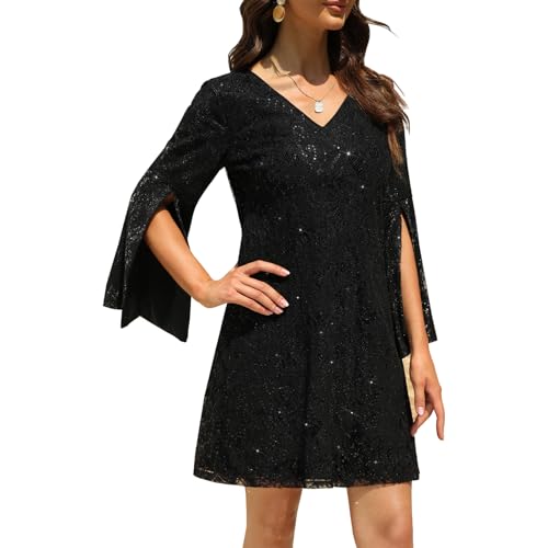 Image of COOAN Wedding Guest Cocktail & Formal Dresses for Women - Lace Sequin Dress