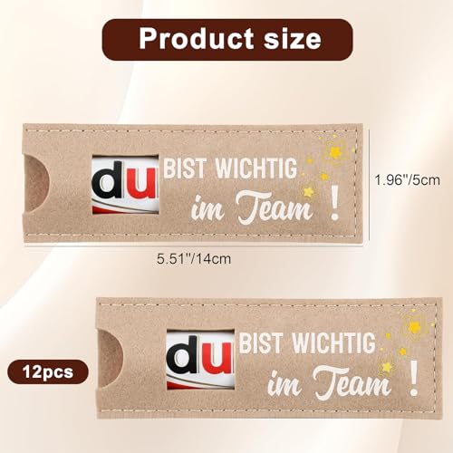 Scinzene 12 Stück Dankeschön Geschenke, Klein, Danke Geschenk, Kollegen Geschenk, Geschenke Für Kollegen, Hülle Filzbeutel Für Schokolade, 20 * 9 Cm, Ideal Für Büro, Teamaktivitäten Und Reisen