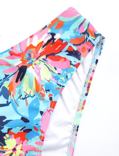 Image of ZAFUL Women's Bandeau Bikini O Ring Strapless Tie Back High Cut Two Piece Swimsuit Bathing Suits