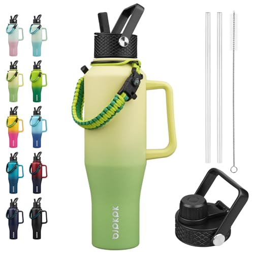Image of BJPKPK 40oz Insulated Water Bottle with Handle & Straw Lid, Stainless Steel