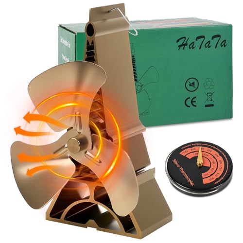 Ventilador Estufa Leña, Ventilador para Chimenea a Leña con Termómetro, Ventilador de Estufa de...