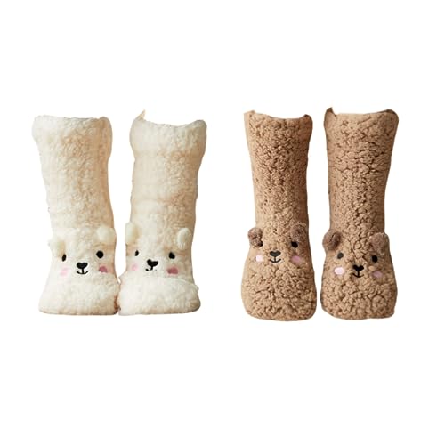 Image of Dog Socks Fuzzy Socks Fluffy Socks Winter Warm Soft Slipper Home Sleeping Cute Animal Socks 2 Pairs