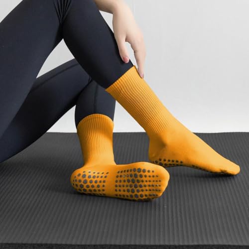 Long Pilates Socks Women With Grips Crew Bulk 3Pc Ladies Yoga Compression Socks Adult Ballet Workout Socks For Boots3