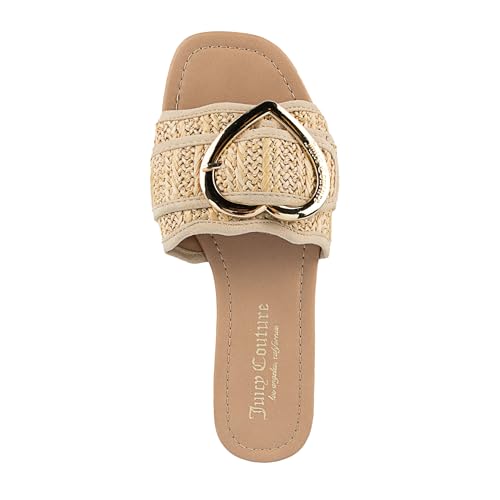 Image of Juicy Couture Women's Slide Sandals - Glitter Bling Open Toe Sparkle Flats - Dressy Summer Casual Footwear
