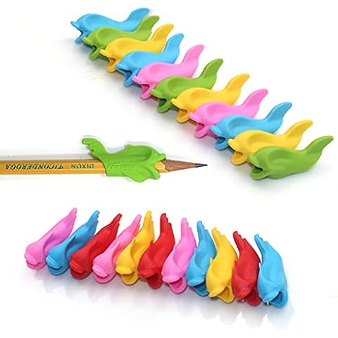 firesara Pencil Grips Silicon Universal Ergonomic Hand Writing Aid Dolphin Style Pen Holder for Right Handed Kids Students Adults the Aged [22 PCS (11 Small Size+11 Large Size)] Cover
